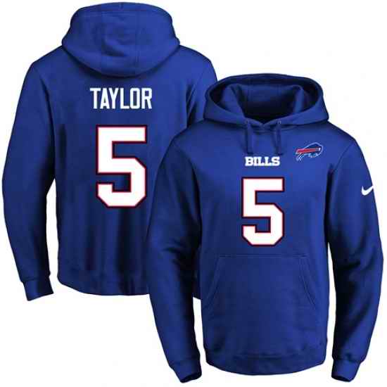 NFL Mens Nike Buffalo Bills 5 Tyrod Taylor Royal Blue Name Number Pullover Hoodie